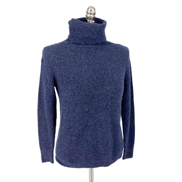 Joie Small Navy Alpaca Wool Nylon Fuzzy Pullover Turtleneck Sweater Soft Comfy - Picture 2 of 6